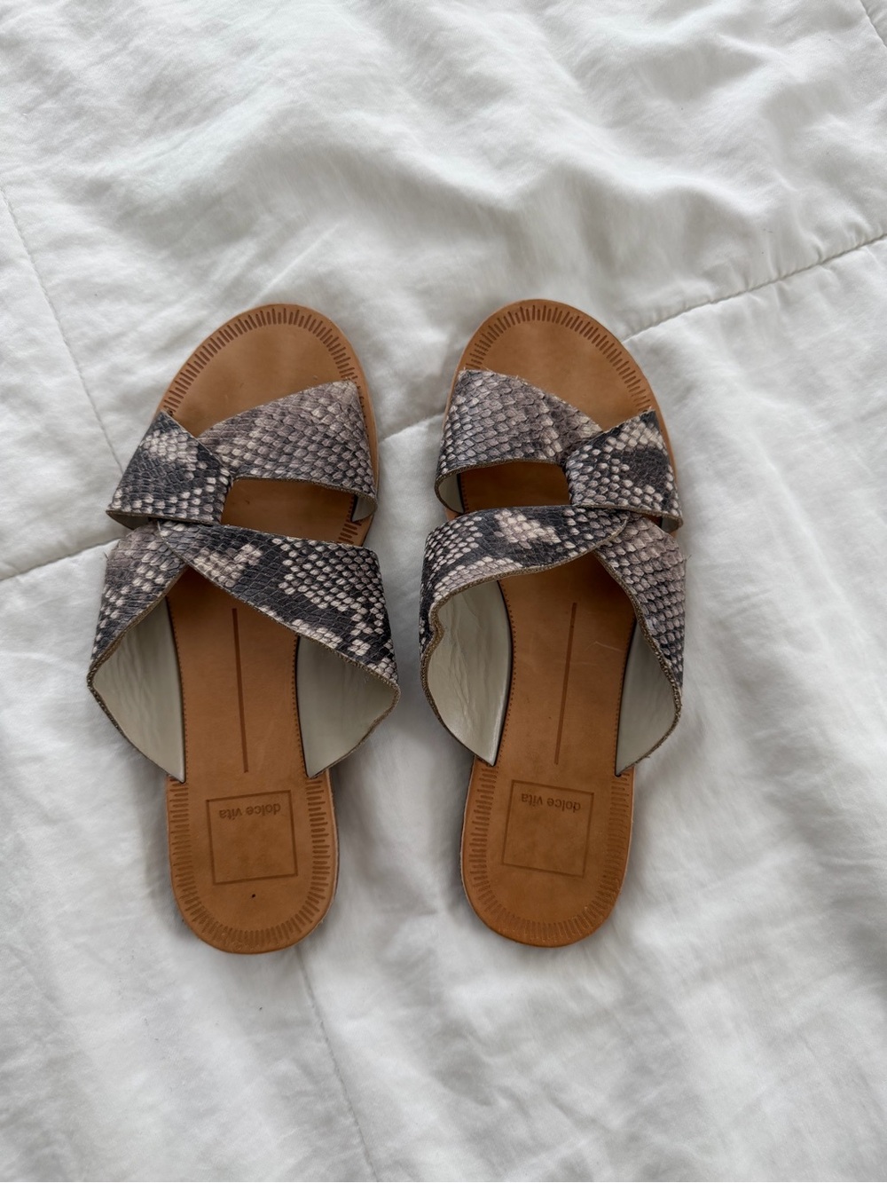 Dolce Vita Snake-Print Crisscross Slide Sandals